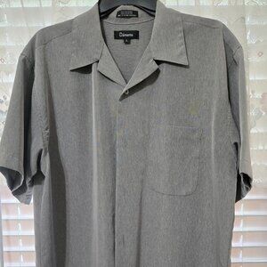 Mens D`amante Short-Sleeve Shirt. Charcoal Gray. Sz. Large